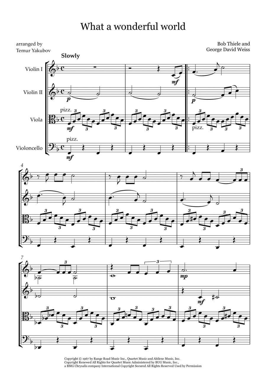 What A Wonderful World String Quartet scores gallery preview page 1