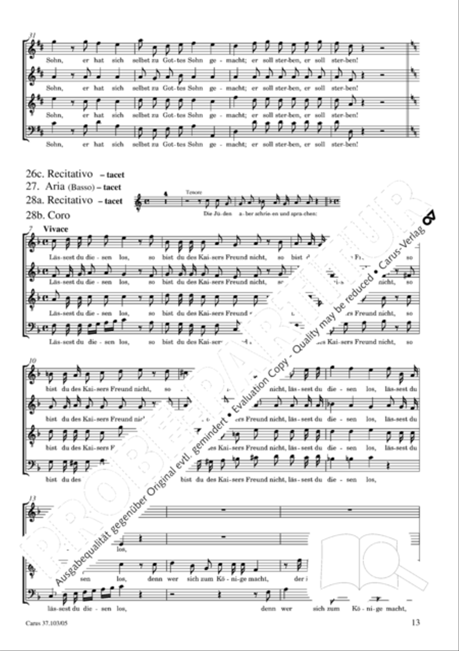 St. John Passion (Johannes-Passion) SSATB scores gallery preview page 14