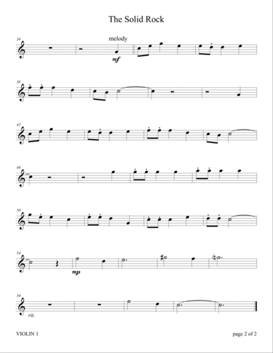 The Solid Rock (Violin Duet with Piano Accompaniment) String Duet scores gallery preview page 4