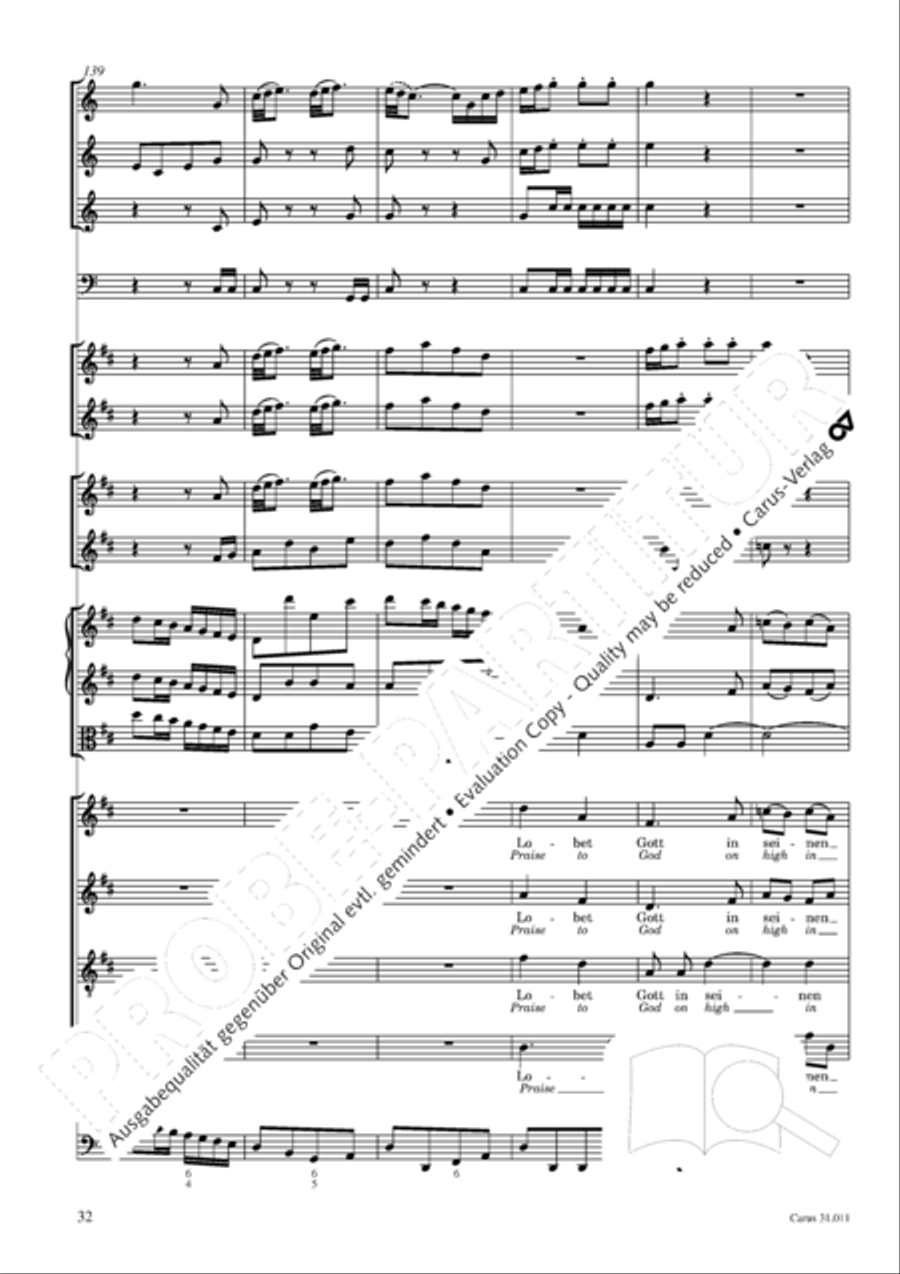 Lobet Gott in seinen Reichen (Himmelfahrtsoratorium) 4-Part scores gallery preview page 33