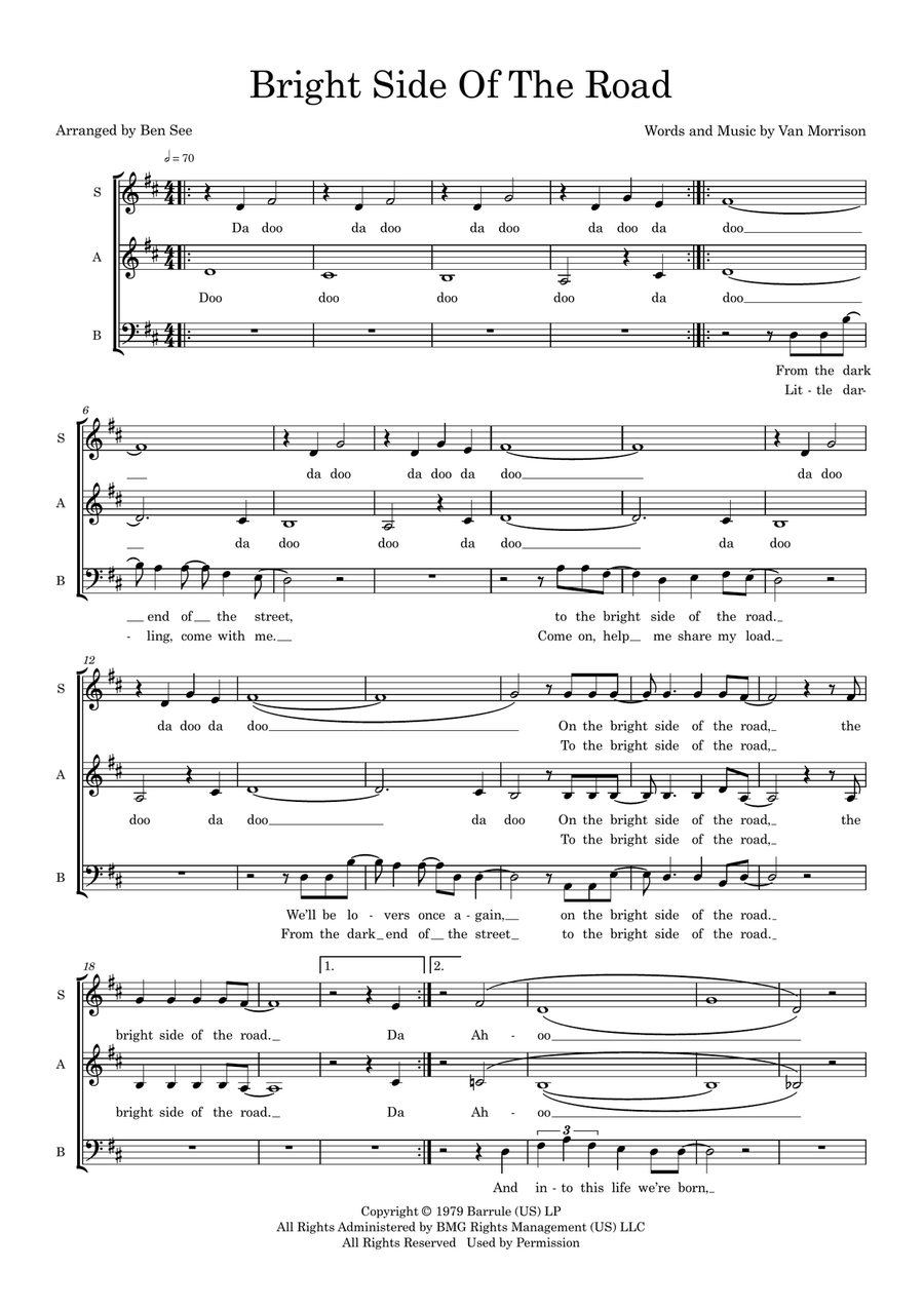 Bright Side Of The Road (arr. Ben See) 3-Part scores gallery preview page 1