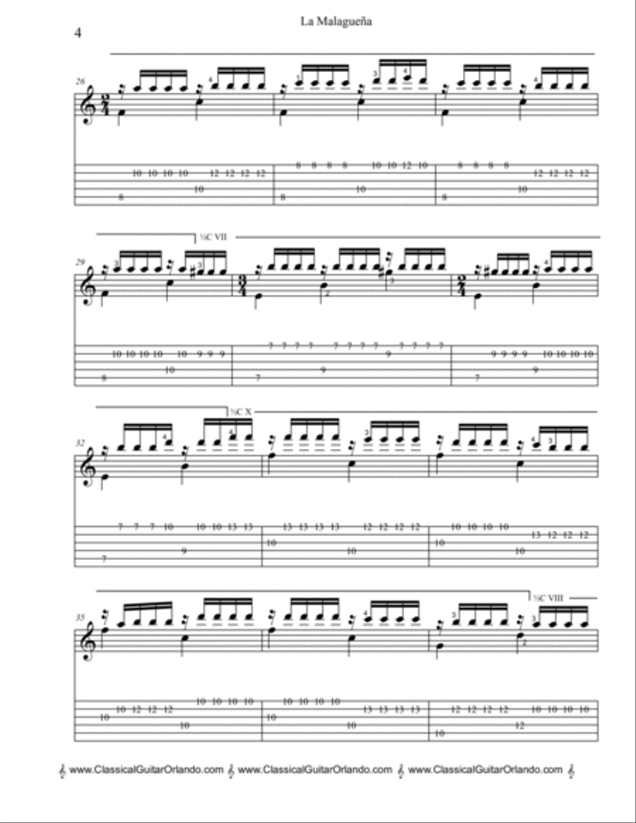 Malaguena Guitar scores gallery preview page 5