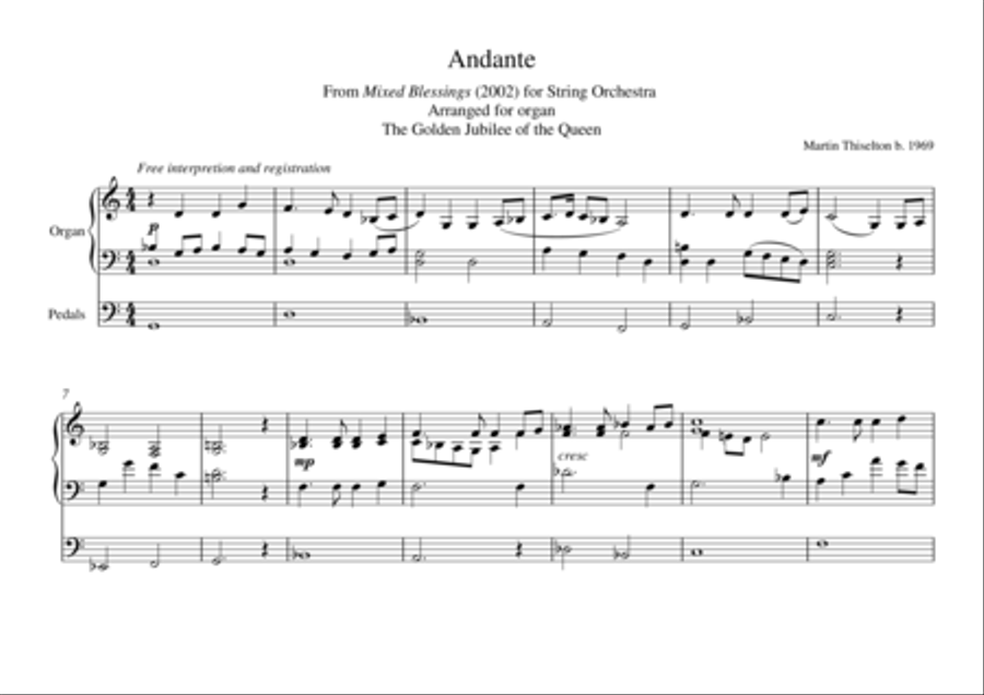 Andante for Organ from Mixed Blessings Organ Solo scores gallery preview page 1