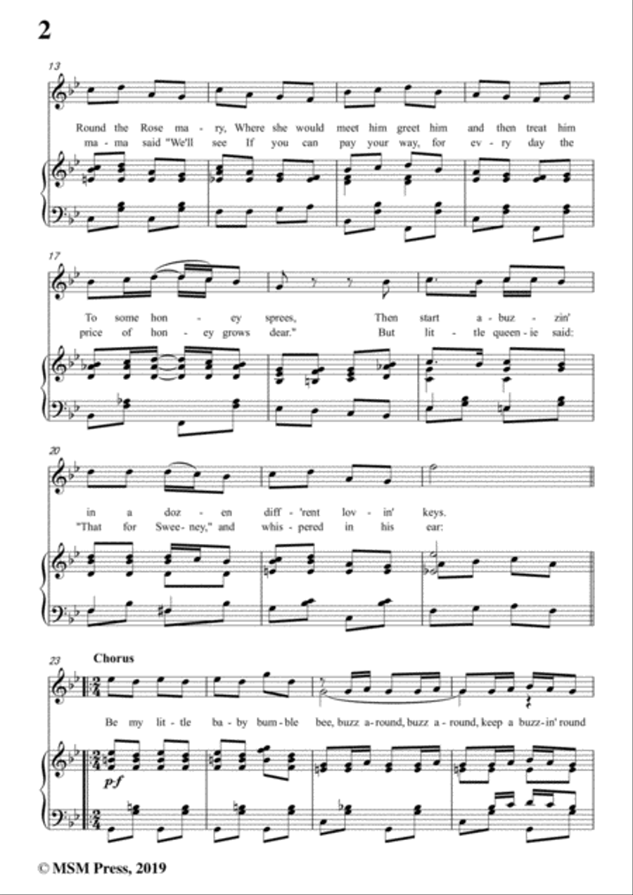 Henry I. Marshall-Be My Little Baby Bumble Bee,in B flat Major,for Voice&Pno Voice scores gallery preview page 4