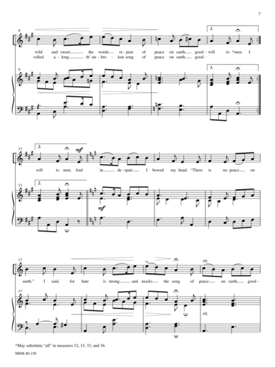 I Heard the Bells on Christmas Day Medium Voice scores gallery preview page 2