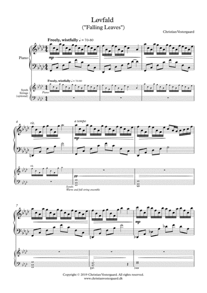Løvfald ("Falling Leaves") 2 Pianos, 4-Hands - Digital Sheet Music