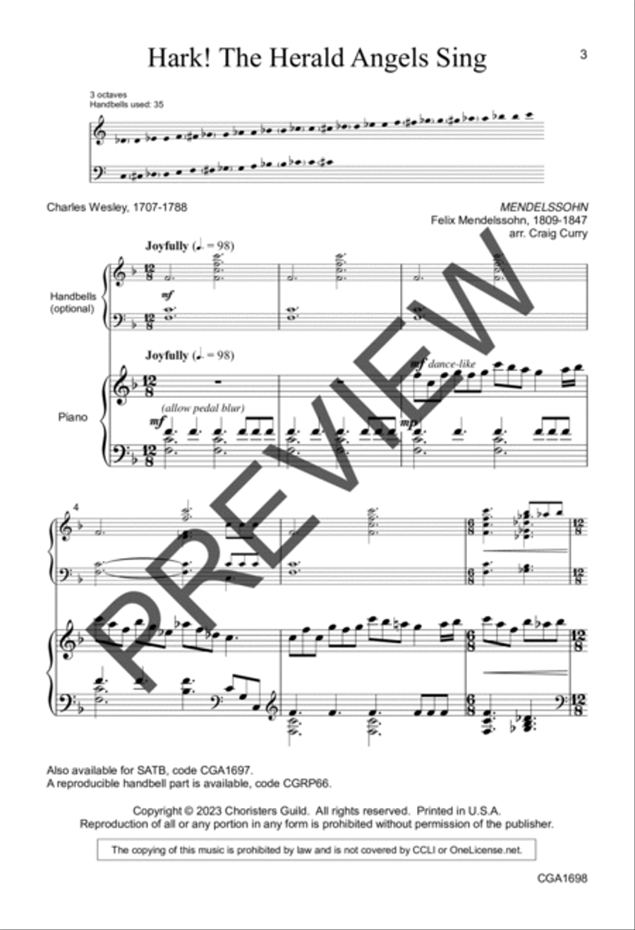 Hark! The Herald Angels Sing (Unison/Two-part) Unison Choir scores gallery preview page 2