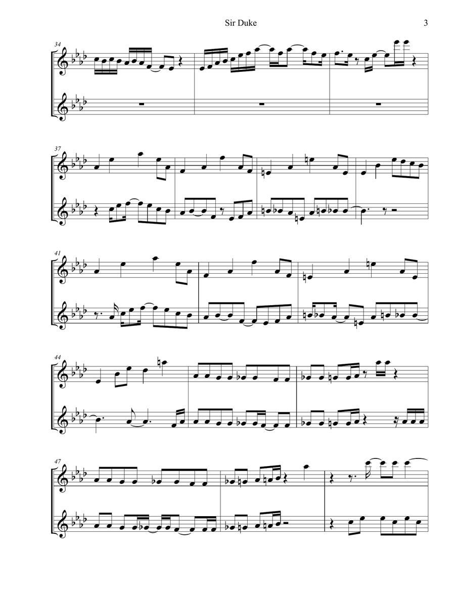 Sir Duke Woodwind Duet scores gallery preview page 3
