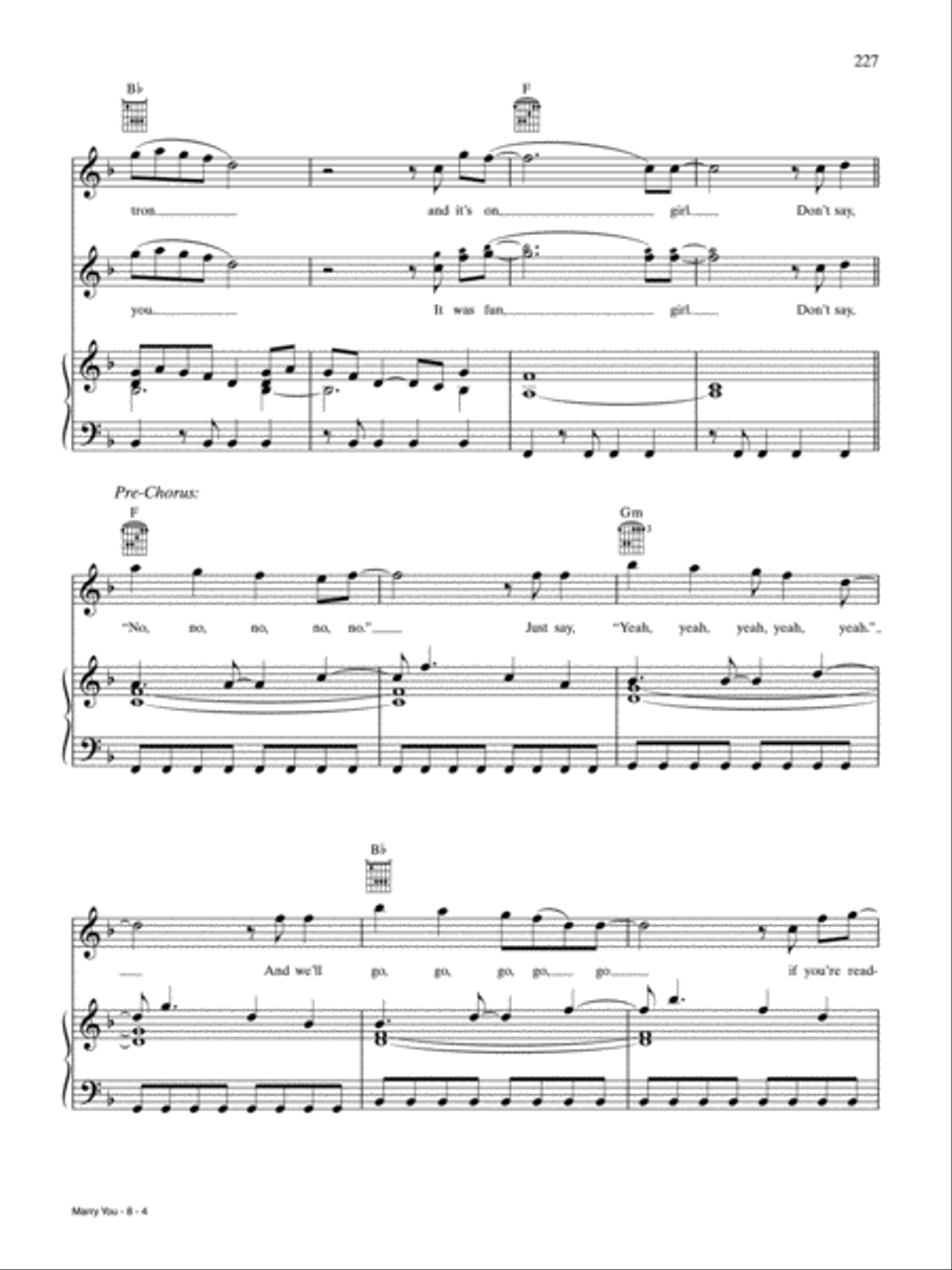Marry You Piano, Vocal, Guitar scores gallery preview page 4