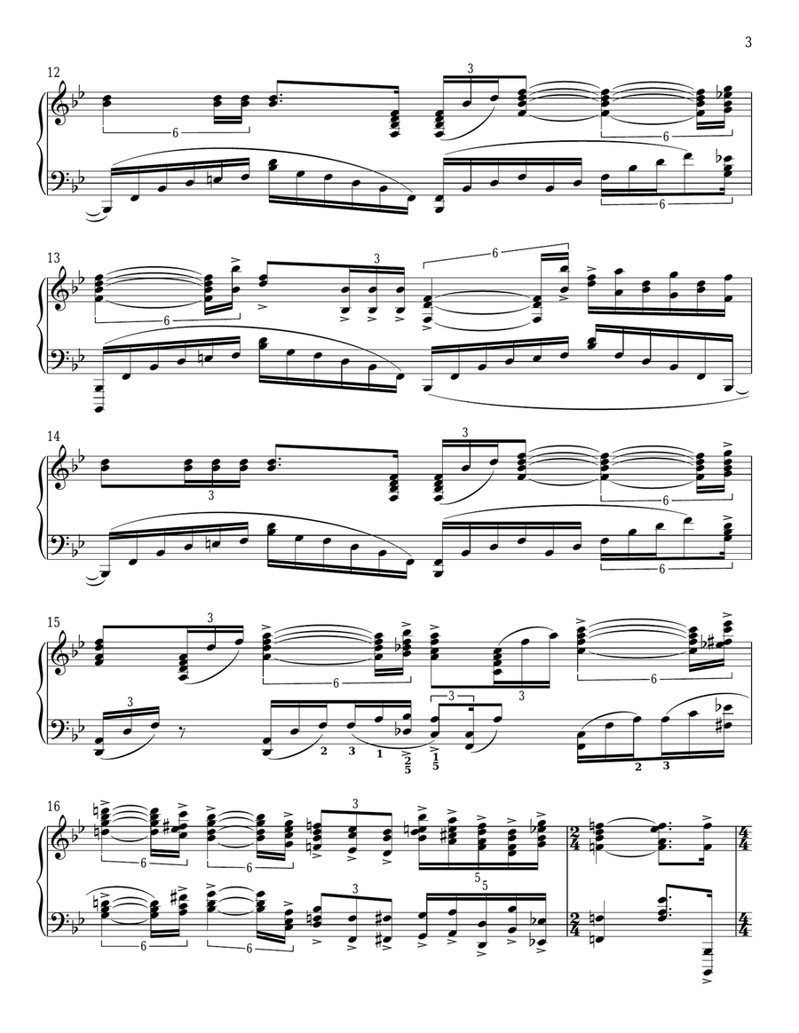 Prelude In B-Flat Major, Op. 23, No. 2 Piano Solo scores gallery preview page 3