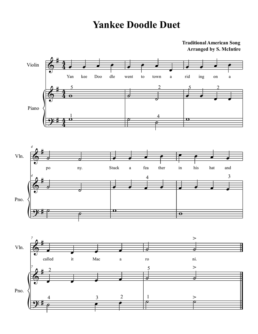 Yankee Doodle Duet String Duet scores gallery preview page 1