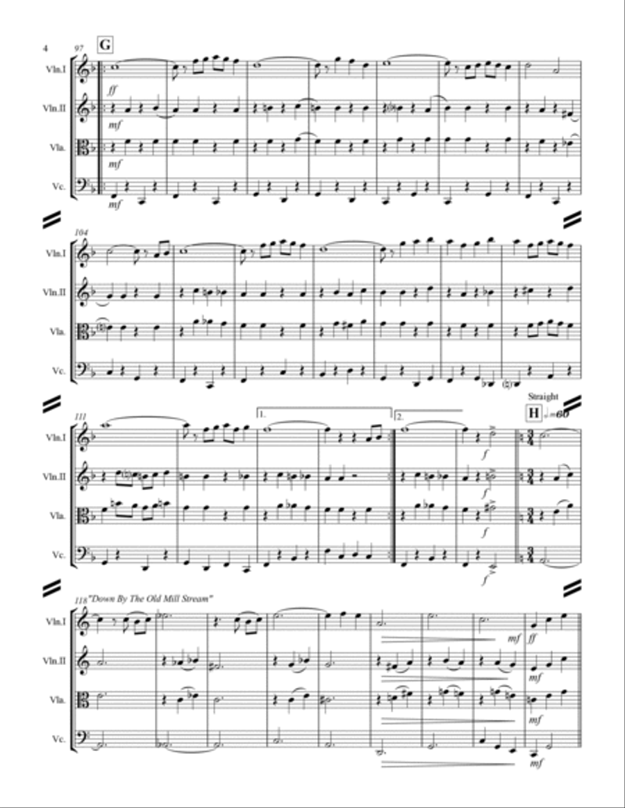 Sing-along Medley #1 (for String Quartet) String Quartet scores gallery preview page 5