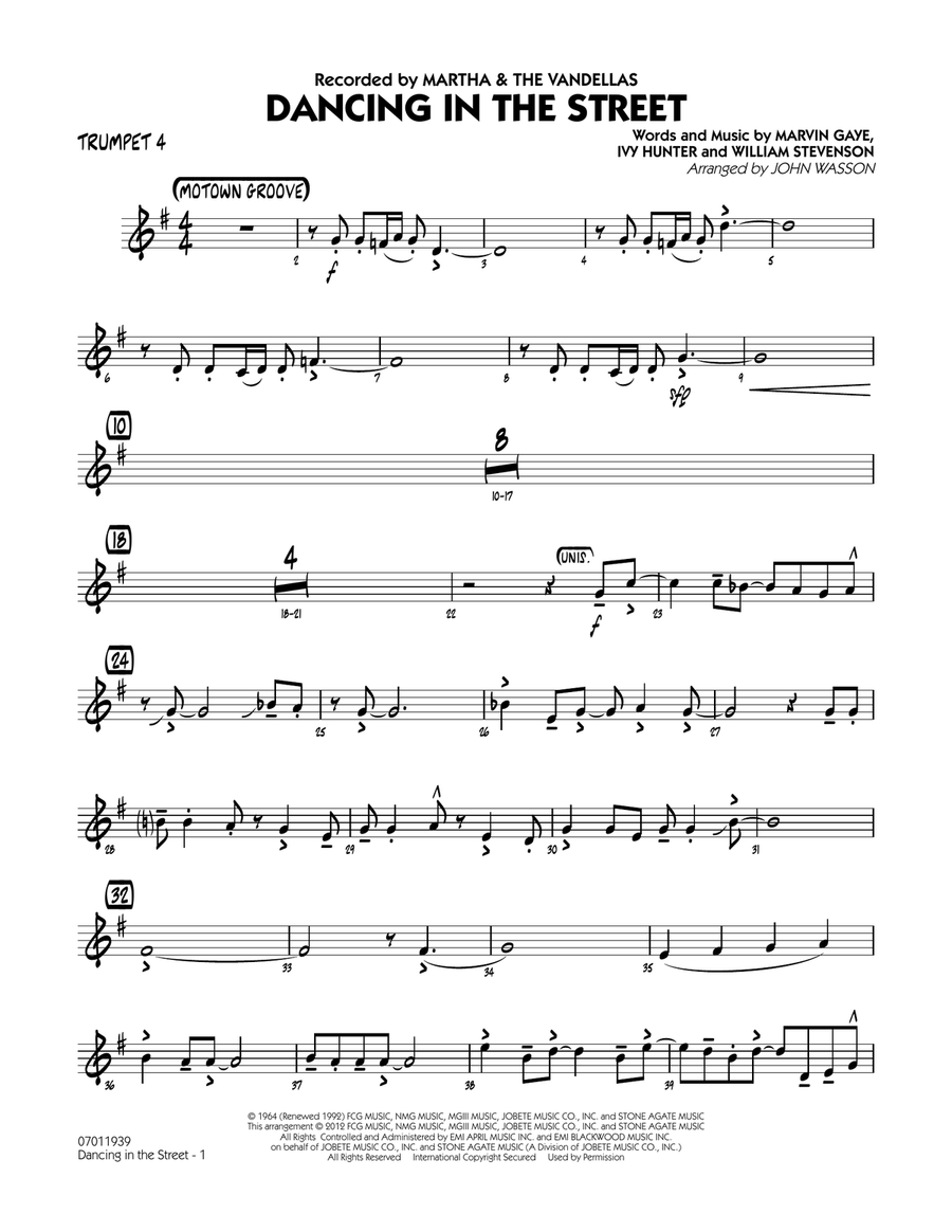 Dancing In The Street - Trumpet 4 Jazz Ensemble scores gallery preview page 1
