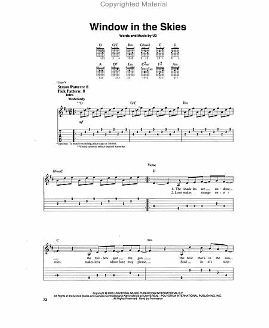 U2 – 18 Singles U2 – 18 Singles Guitar Tablature scores gallery preview page 5