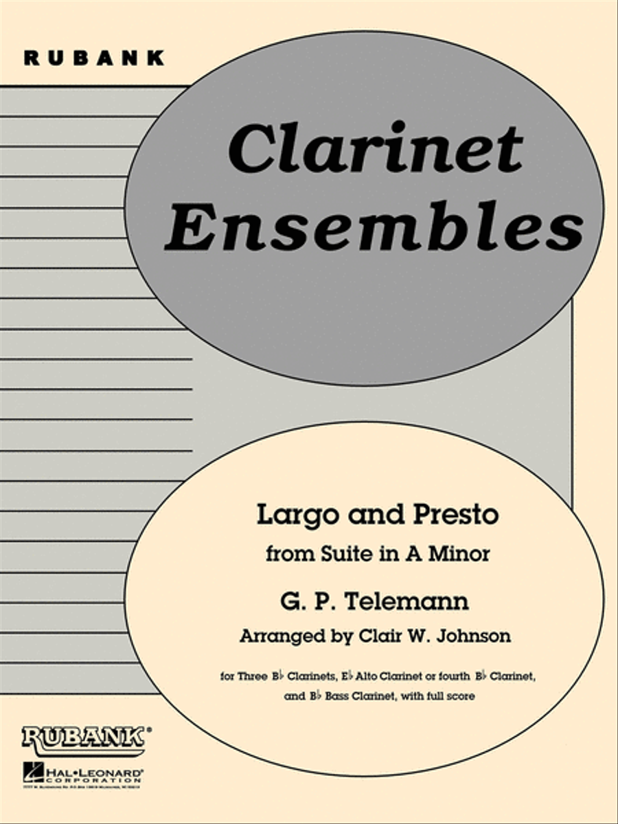 Largo and Presto (from Suite in A Minor) Clarinet Quintet scores gallery preview page 1