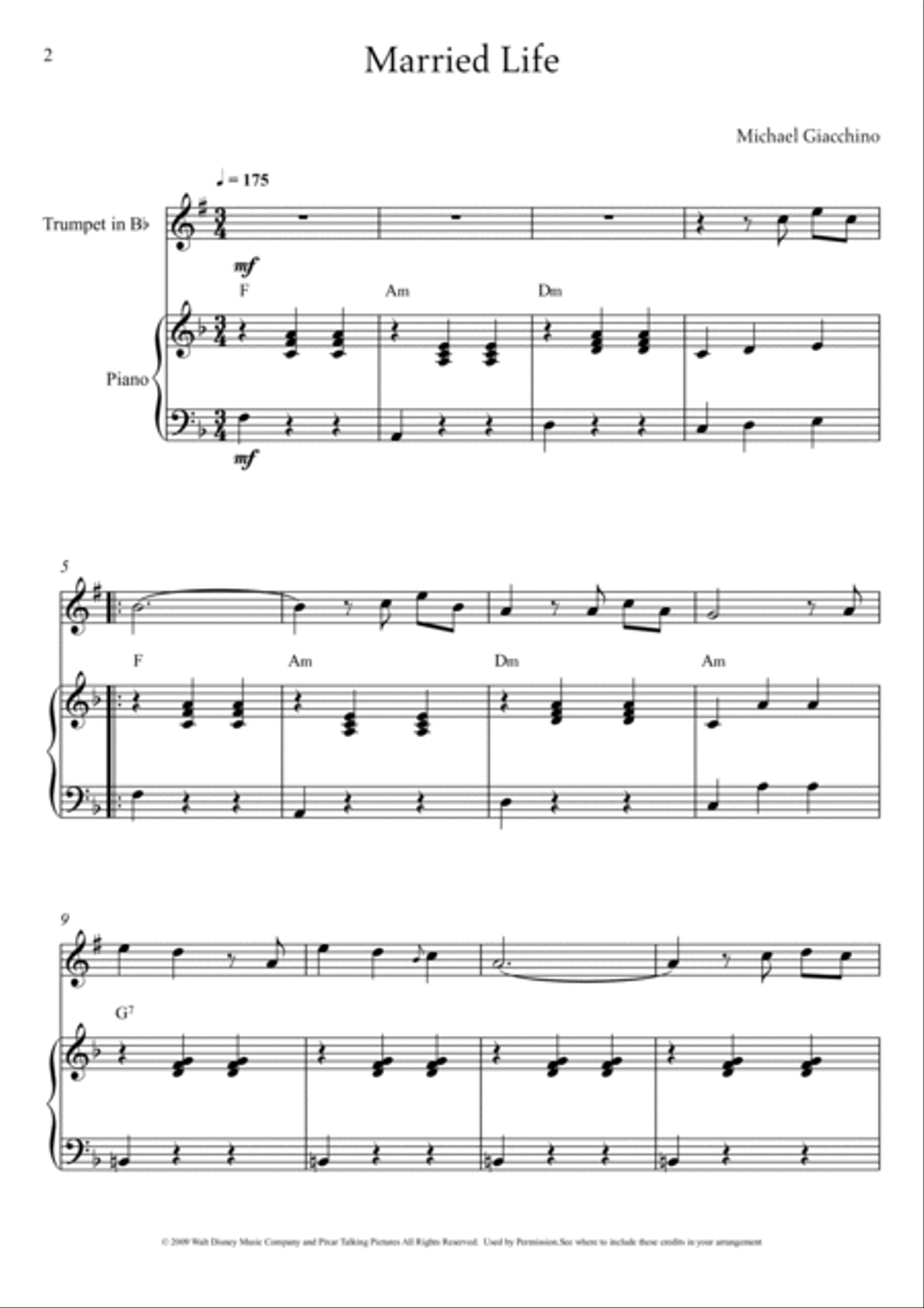 Married Life Trumpet Duet scores gallery preview page 2