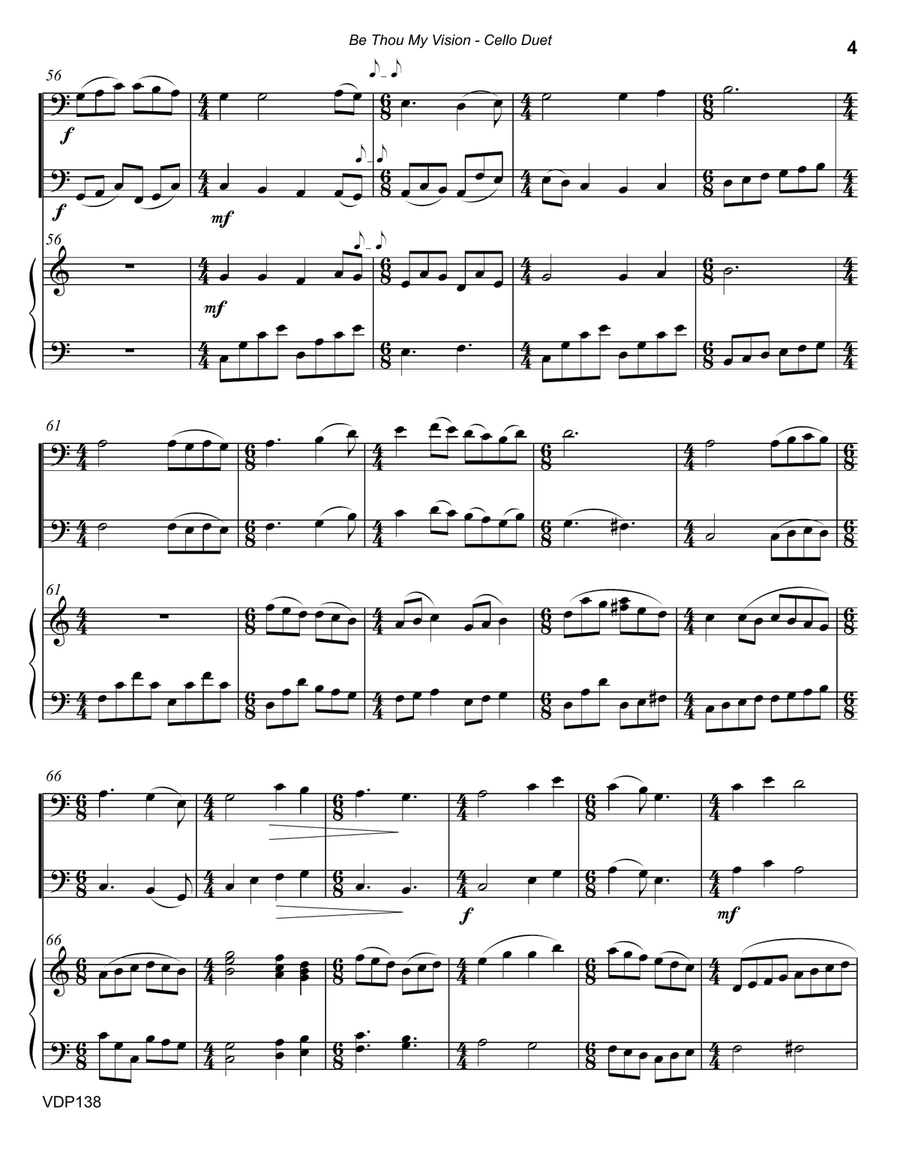 BE THOU MY VISION - CELLO DUET with Piano Accompaniment (Grade 3+) String Duet scores gallery preview page 4