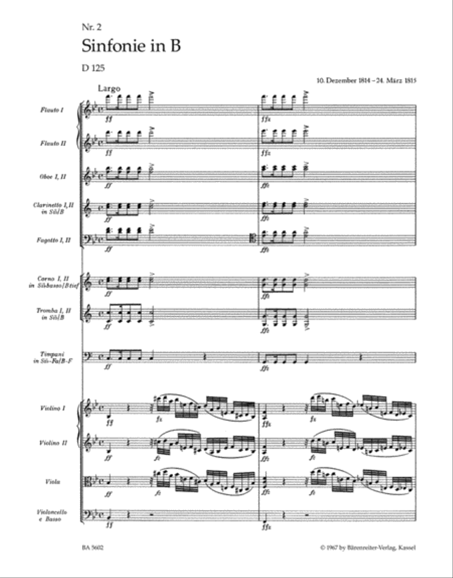 Symphony, No. 2 B flat major D 125 Orchestra scores gallery preview page 2