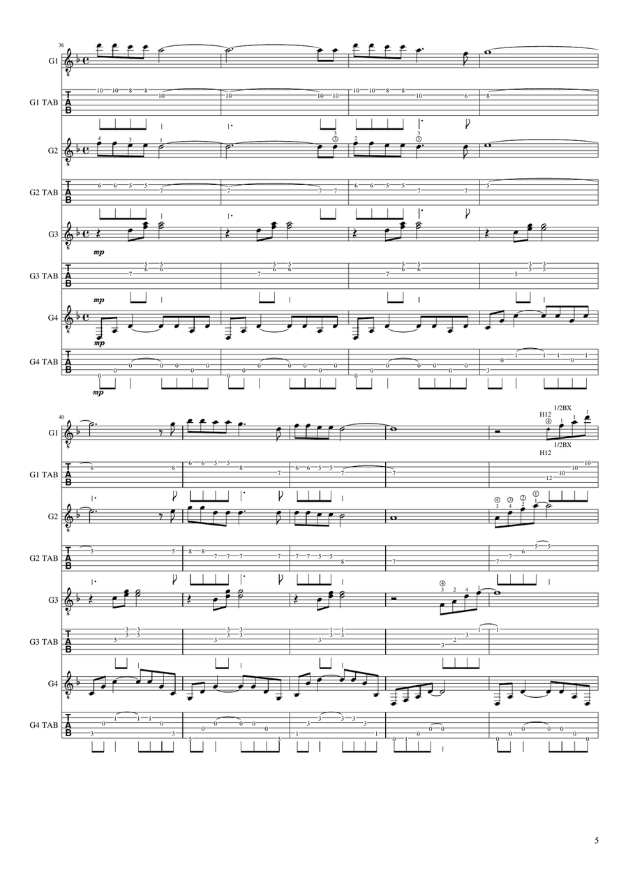 Walking In The Air Guitar Tablature scores gallery preview page 5
