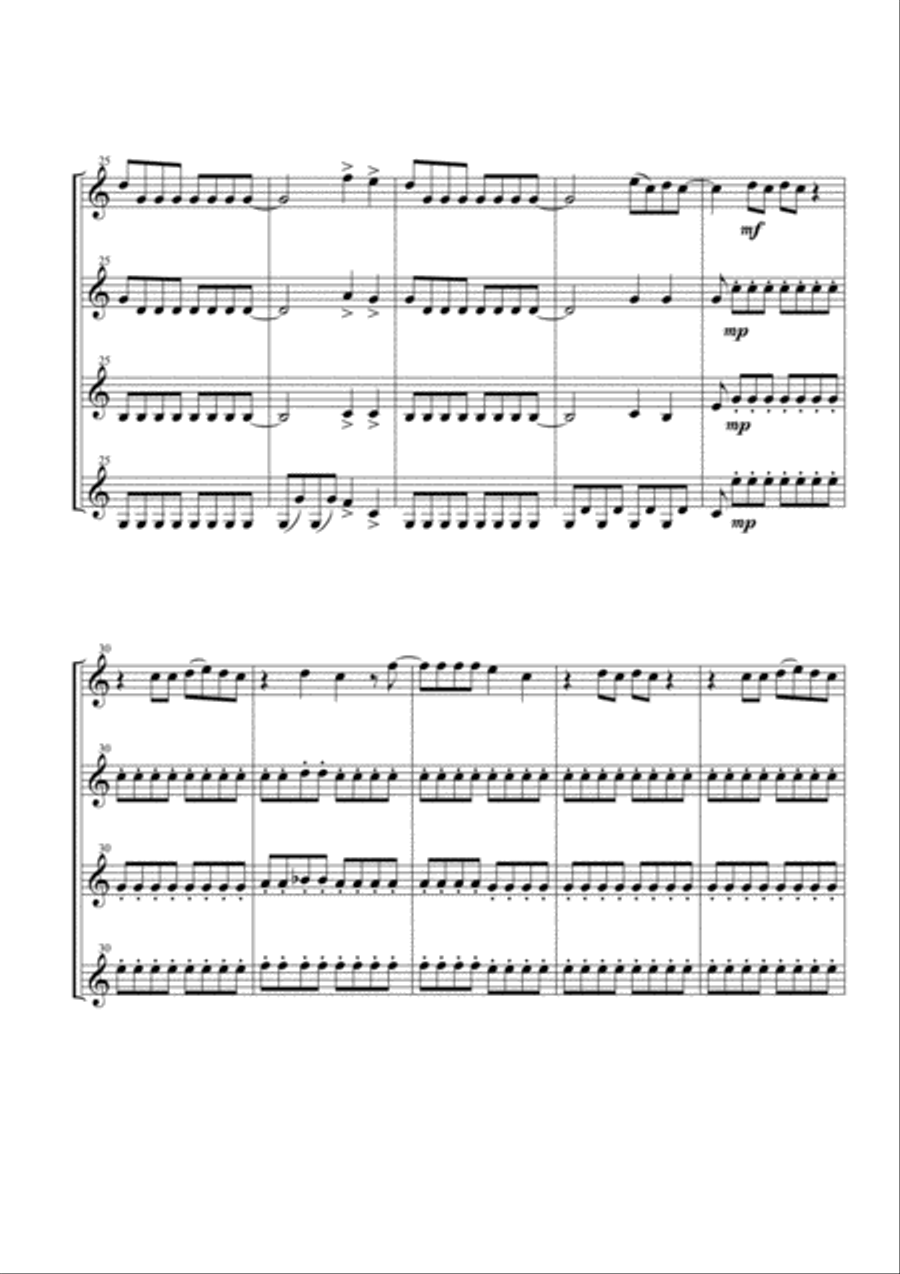 Mamma Mia Woodwind Quartet scores gallery preview page 4