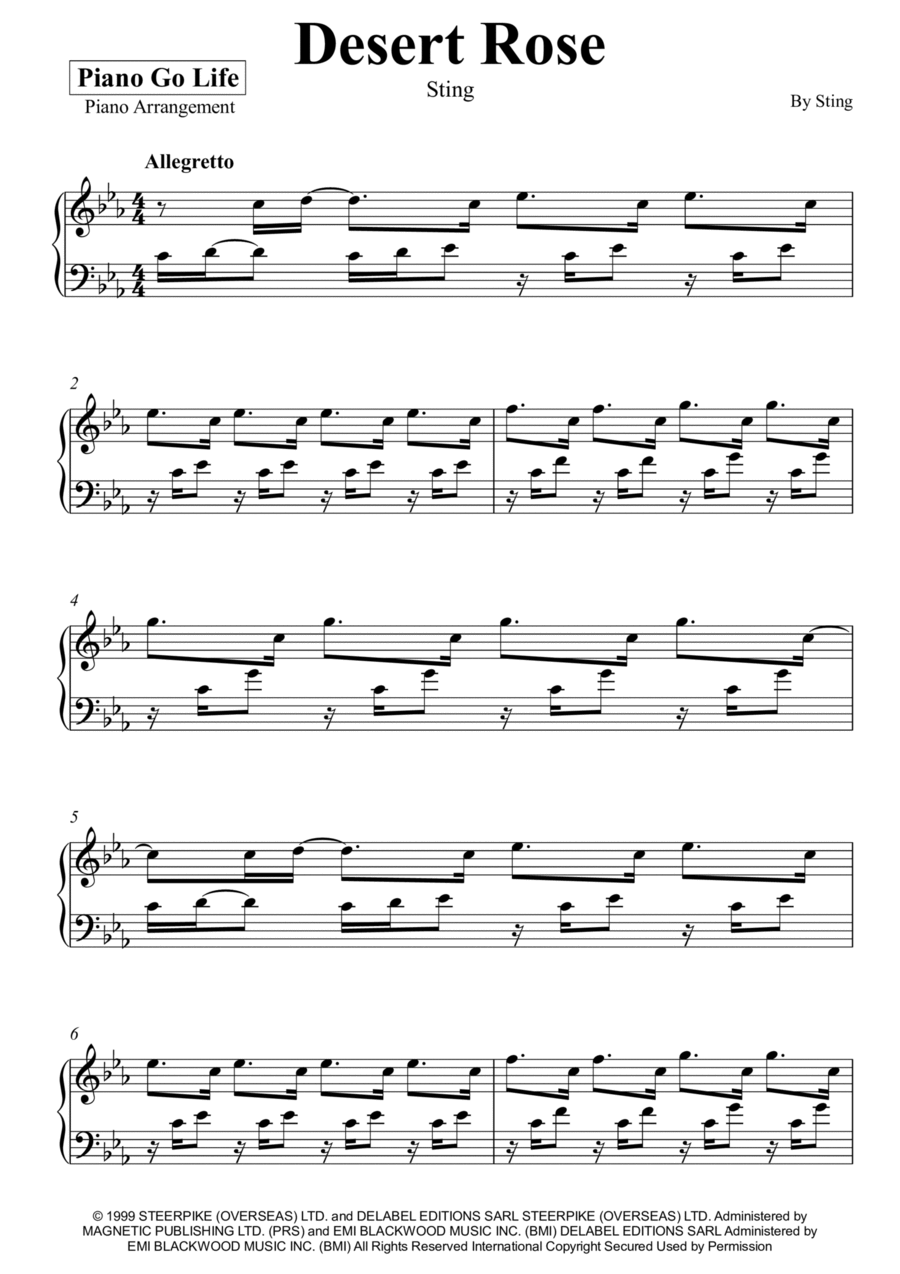 Desert Rose Desert Rose Piano Solo scores gallery preview page 1