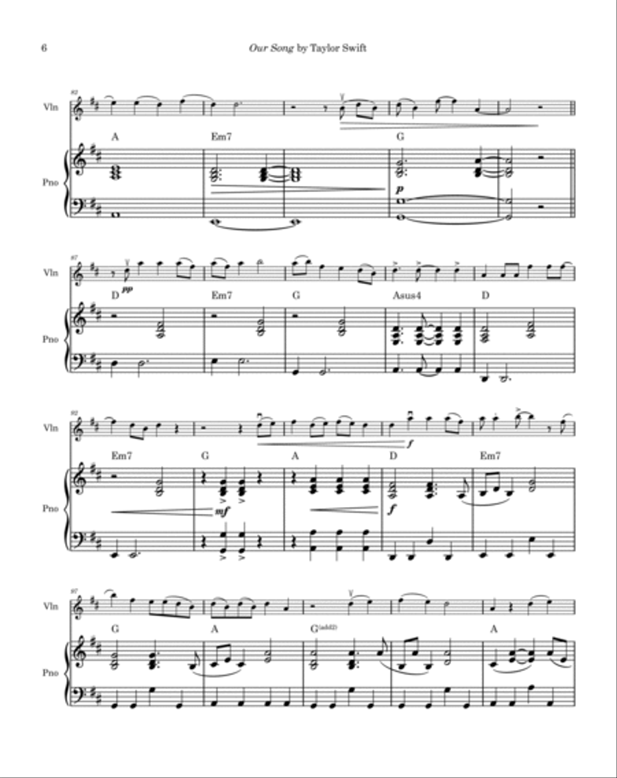 Our Song Violin Solo scores gallery preview page 6