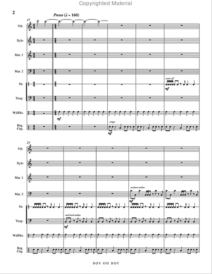 Boy, Oh Boy Boy, Oh Boy Percussion Ensemble scores gallery preview page 3