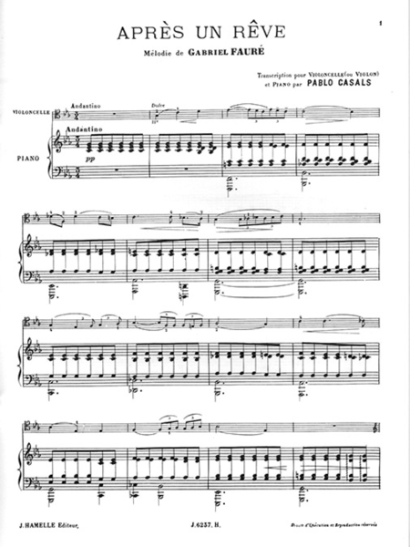 Apres Un Reve - Violon ou Violoncelle ou Alto et Piano