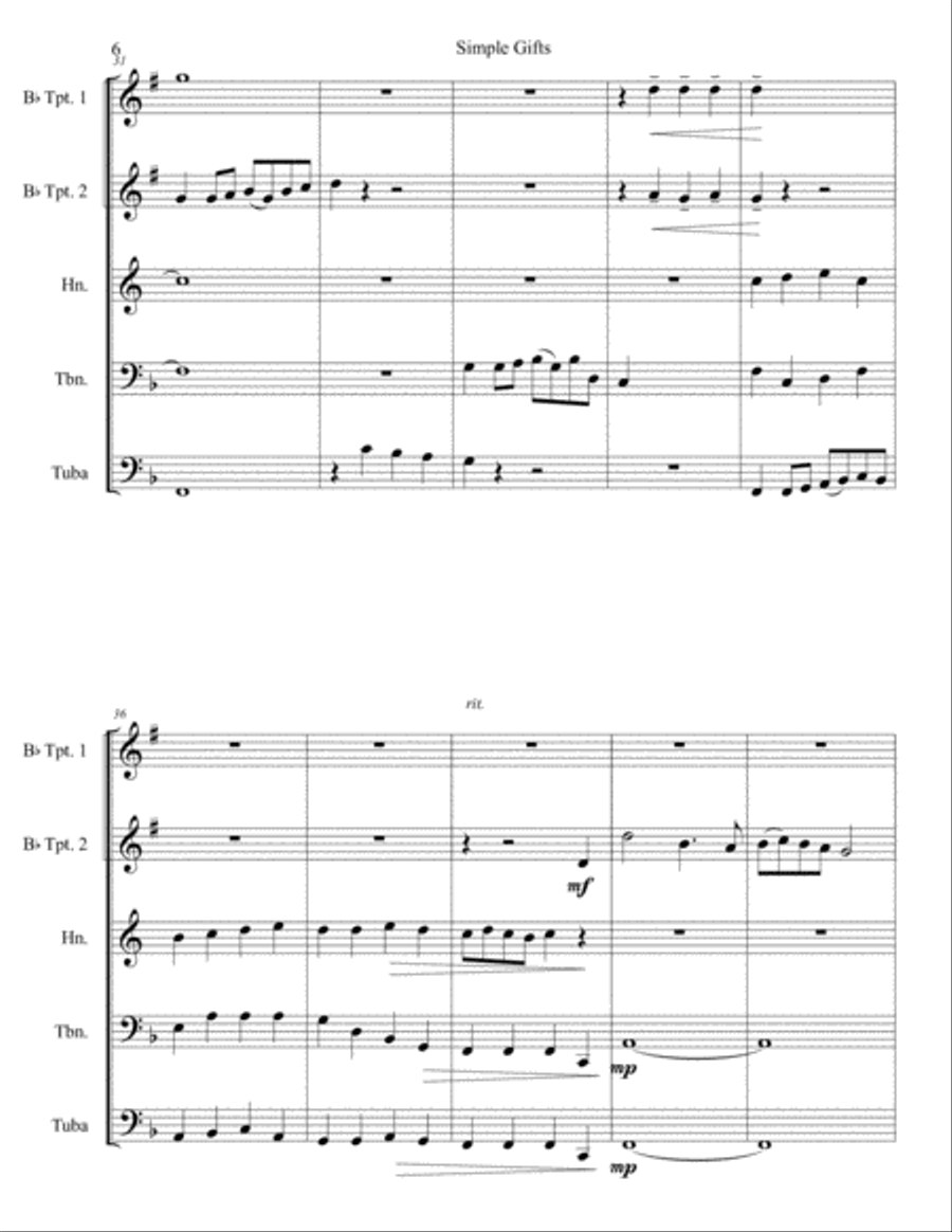 Simple Gifts Simple Gifts Brass Ensemble scores gallery preview page 6