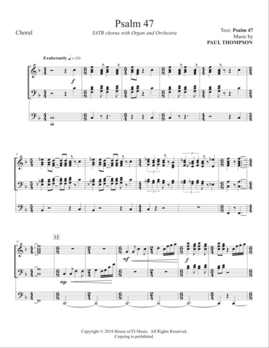 Psalm 47 - O Clap Your Hands 4-Part scores gallery preview page 1