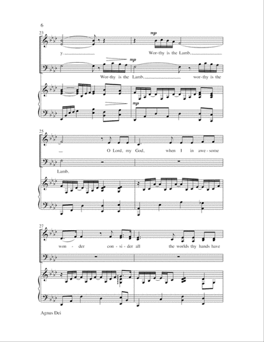 Agnus Dei with How Great Thou Art 3-Part scores gallery preview page 6