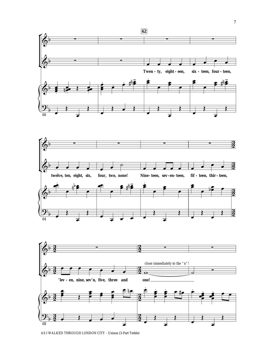 As I Walked Through London City Unison Choir scores gallery preview page 6