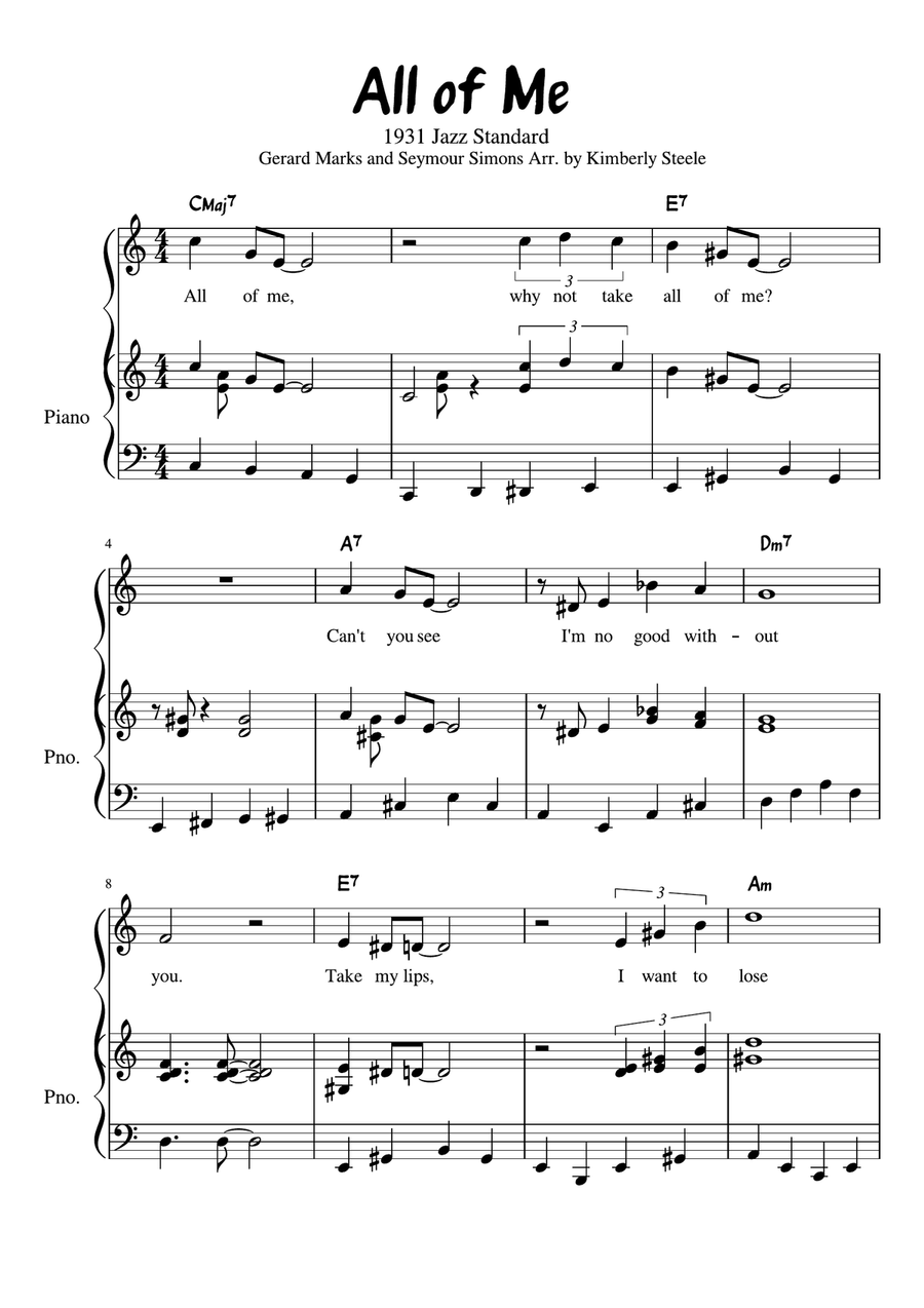 All Of Me Piano, Vocal scores gallery preview page 1