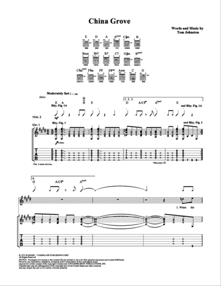 China Grove China Grove Electric Guitar scores gallery preview page 1