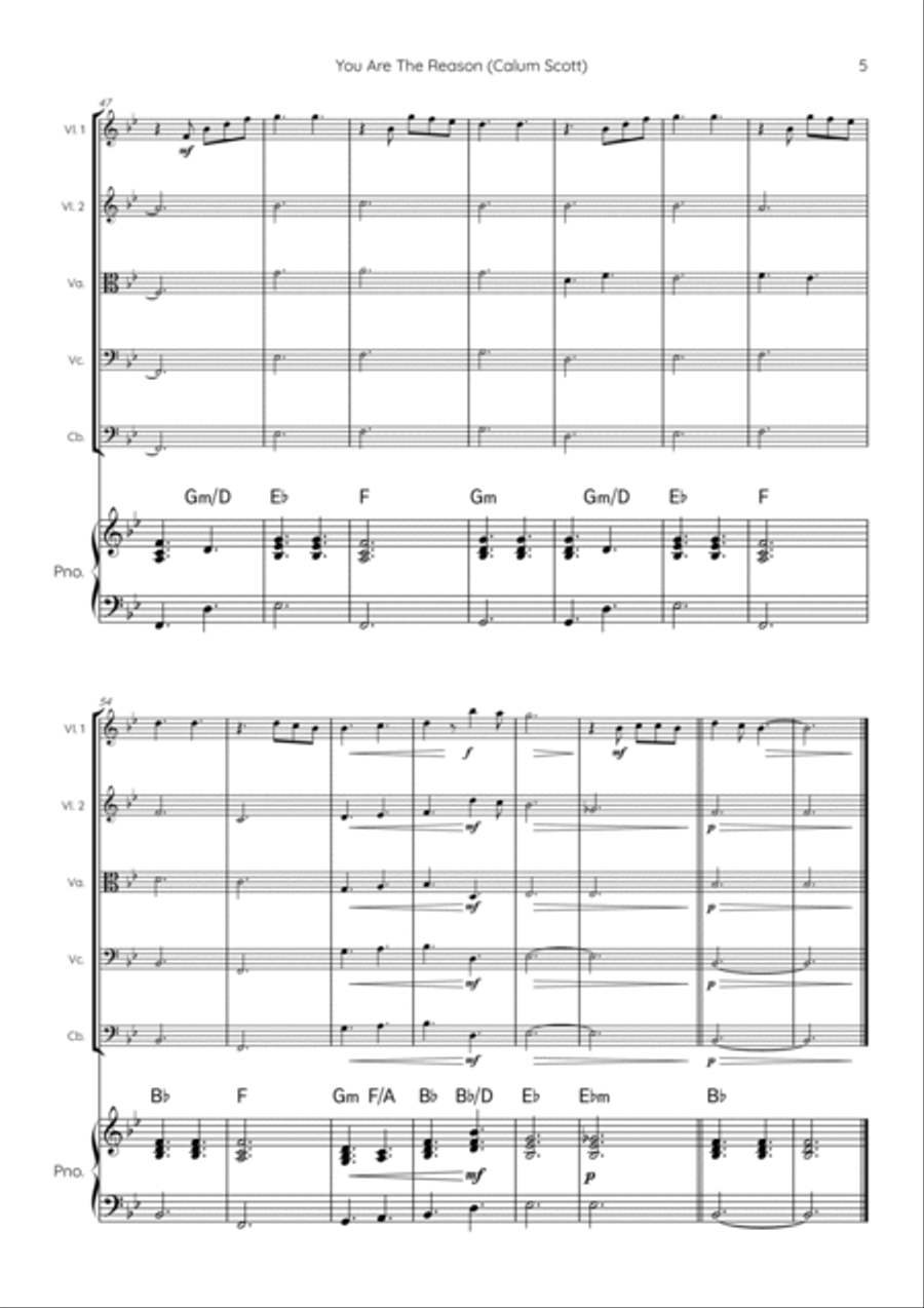 You Are The Reason String Quintet scores gallery preview page 5