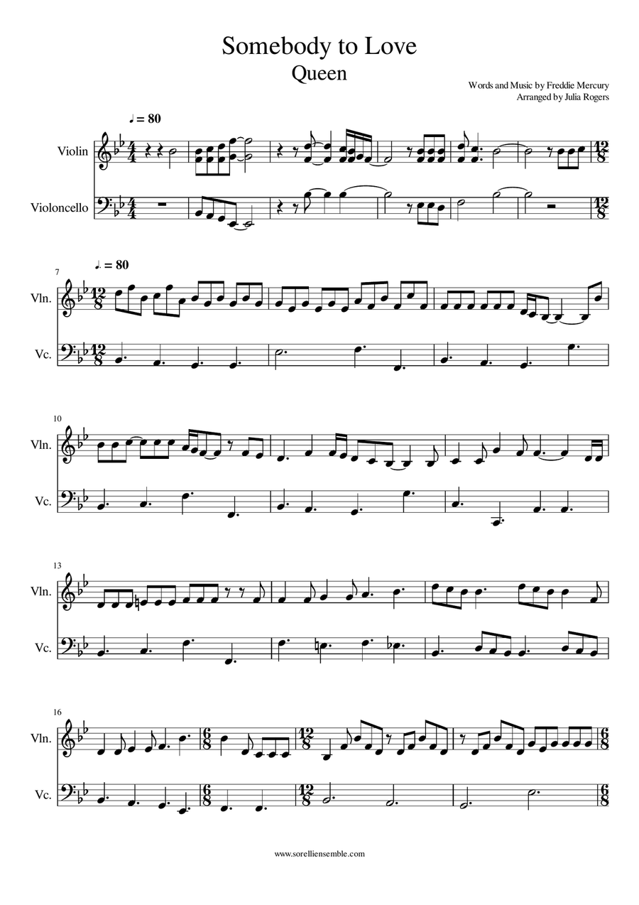 Somebody To Love Somebody To Love String Duet scores gallery preview page 1