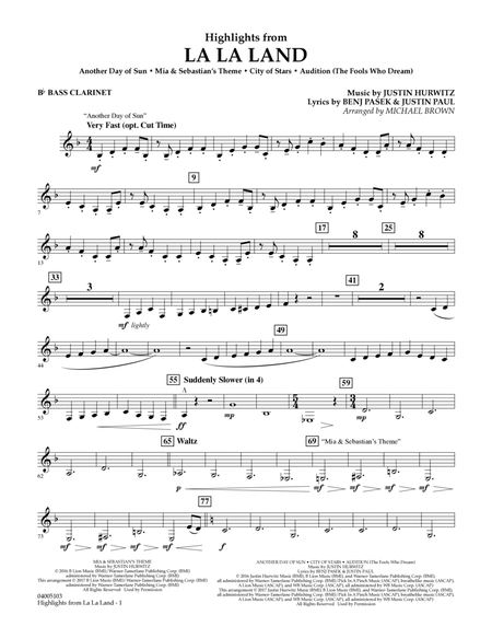 Highlights from La La Land - Bb Bass Clarinet