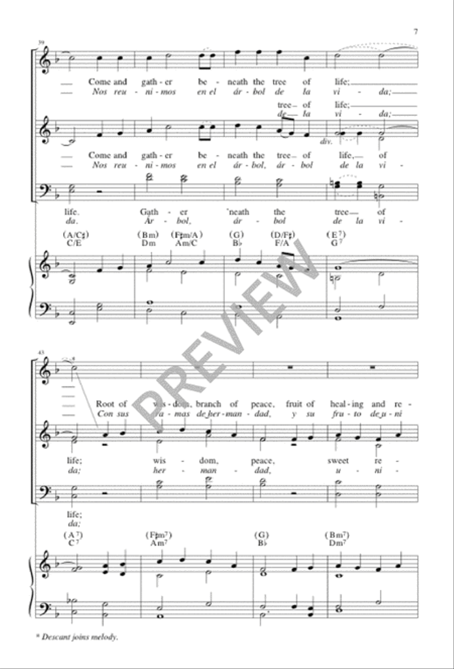 Beneath the Tree of Life / En el Árbol de la Vida 4-Part scores gallery preview page 7