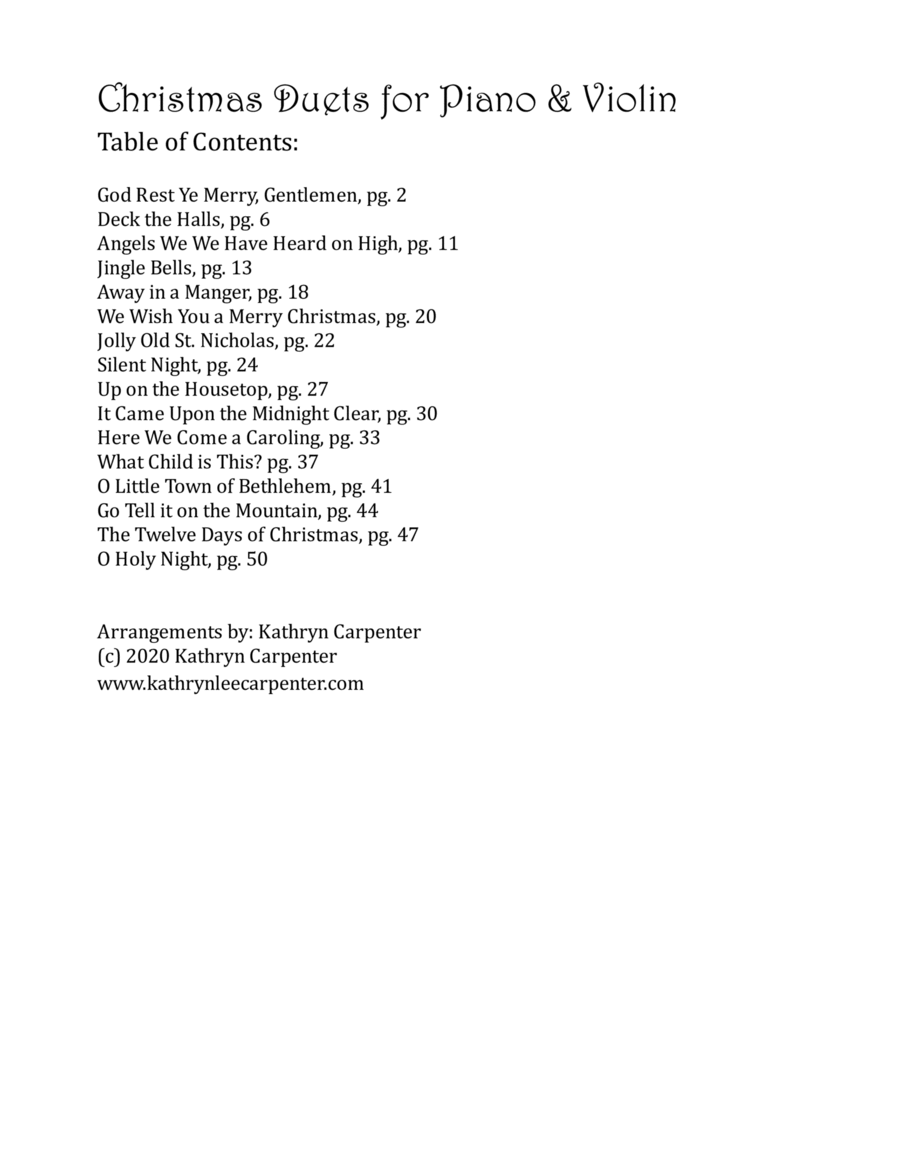 Christmas Duets for Piano & Violin (Easy Piano & Violin) String Duet scores gallery preview page 1