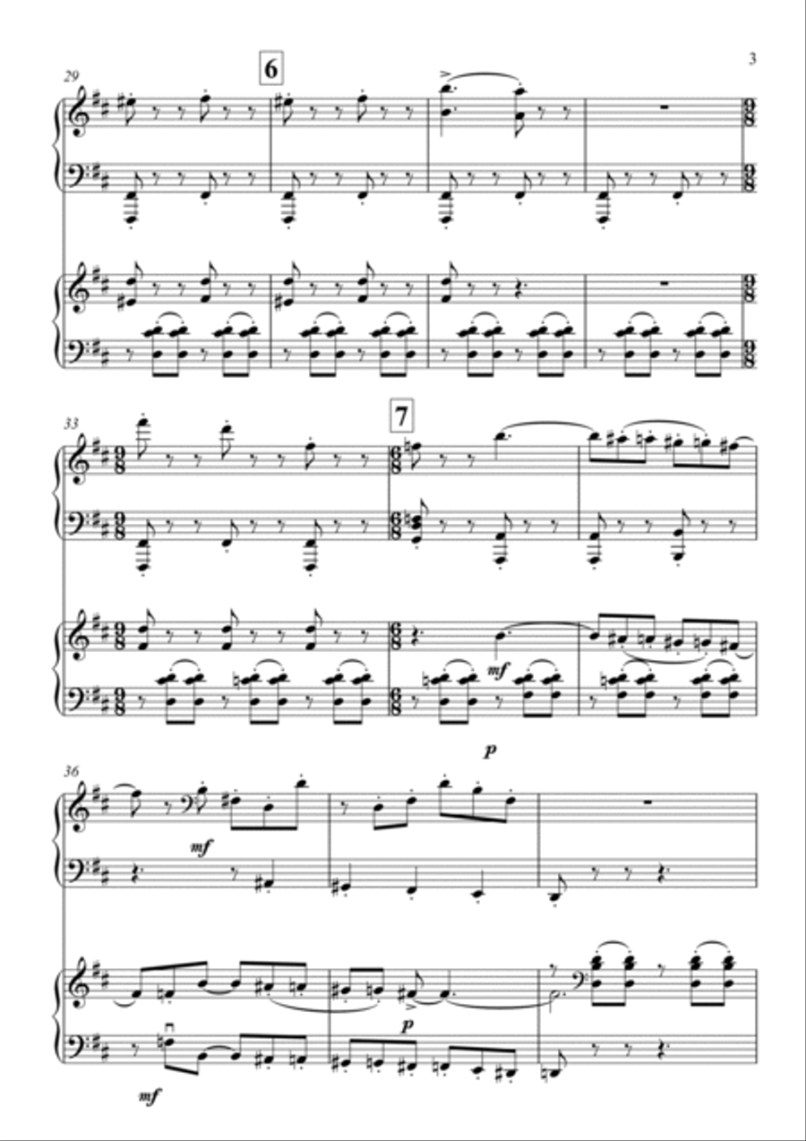 Igor Stravinsky - Concerto in D major, K075 (1st movement) 2 Pianos, 4-Hands scores gallery preview page 3