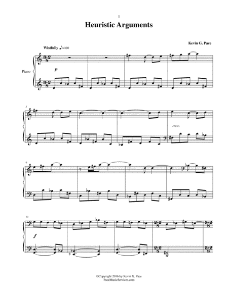Heuristic Arguments - Original Piano Solo Piano Solo - Digital Sheet Music