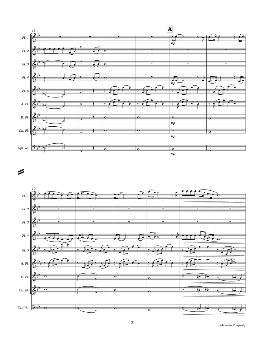 Bohemian Rhapsody Flute Choir scores gallery preview page 6