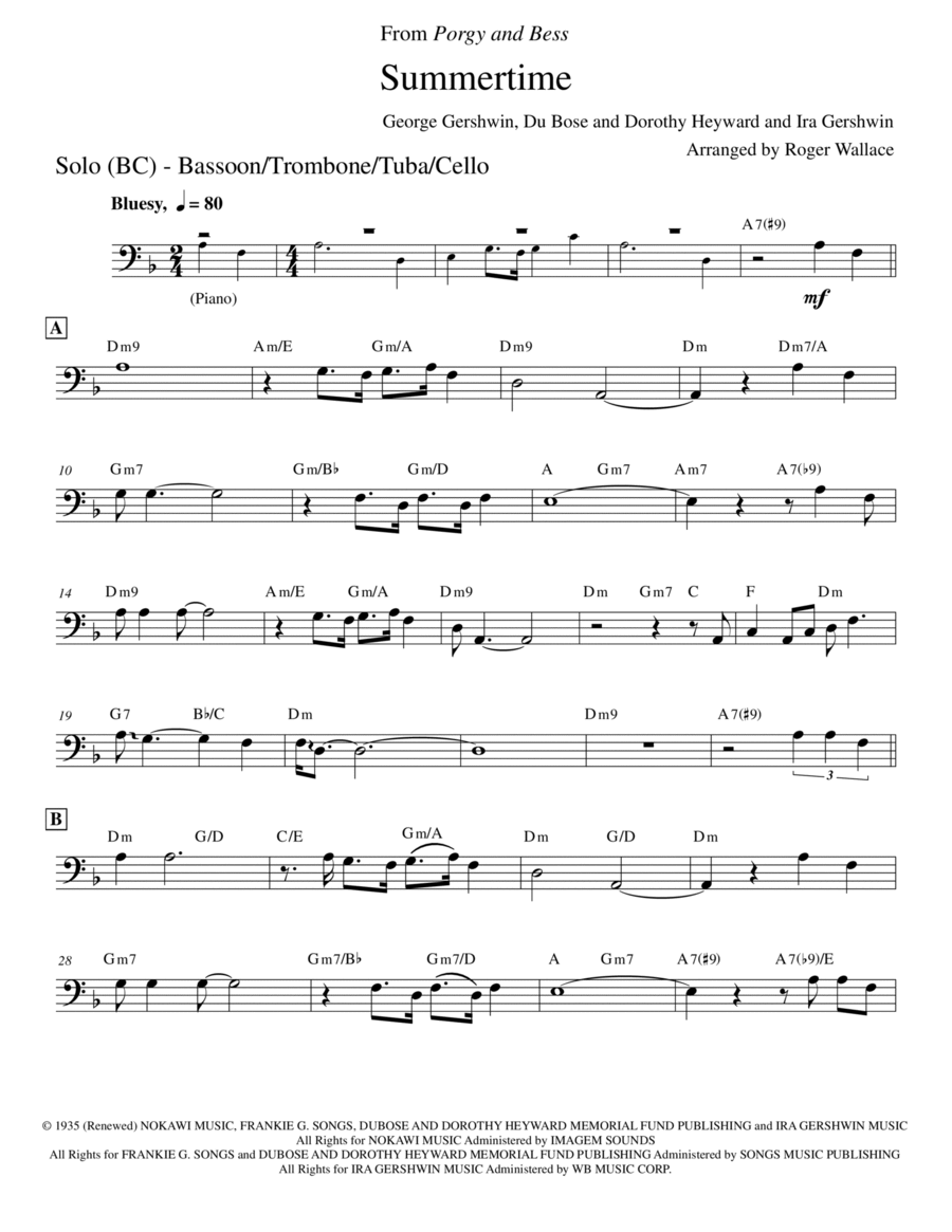 Summertime Tuba scores gallery preview page 1