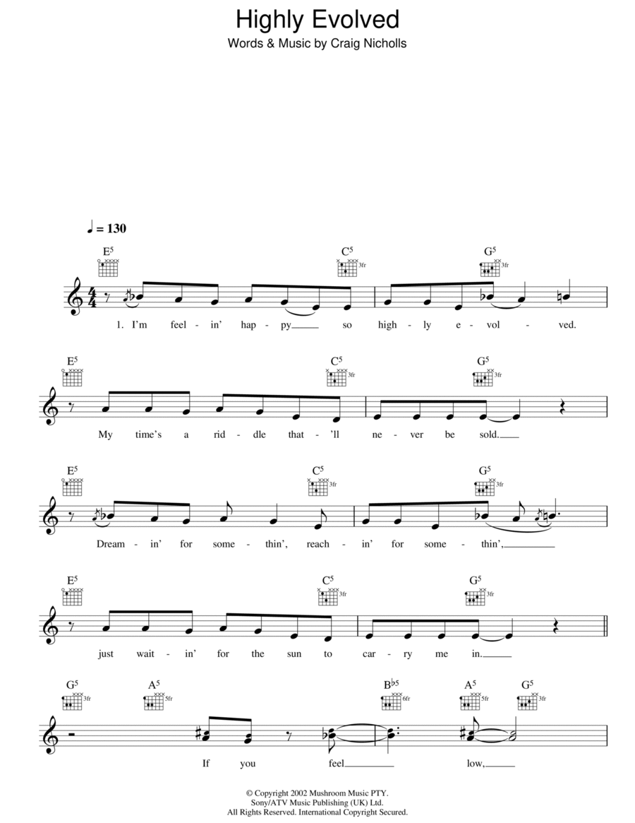 Highly Evolved Piano scores gallery preview page 1