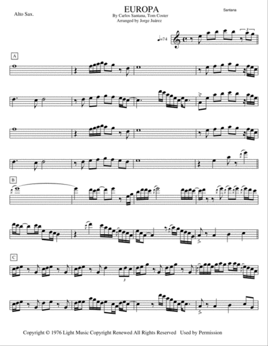 Europa Europa Alto Saxophone scores gallery preview page 1