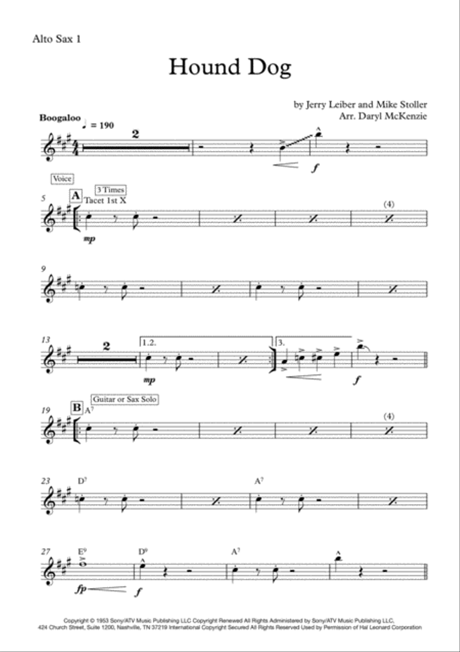 Hound Dog Hound Dog Saxophone scores gallery preview page 5