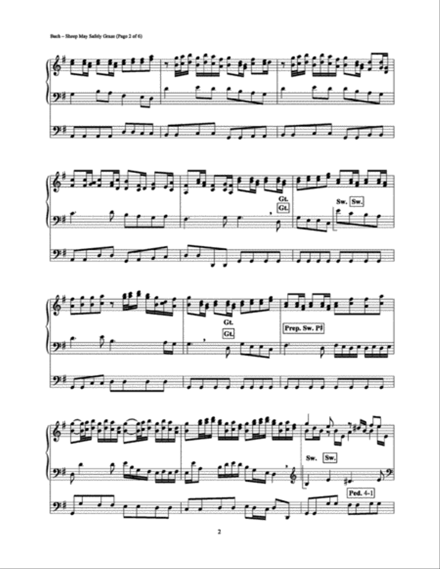 Sheep May Safely Graze, in G Major (from Cantata No. 208) Organ scores gallery preview page 2