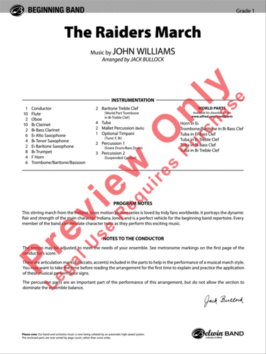 Raiders March (score only) Concert Band scores gallery preview page 2