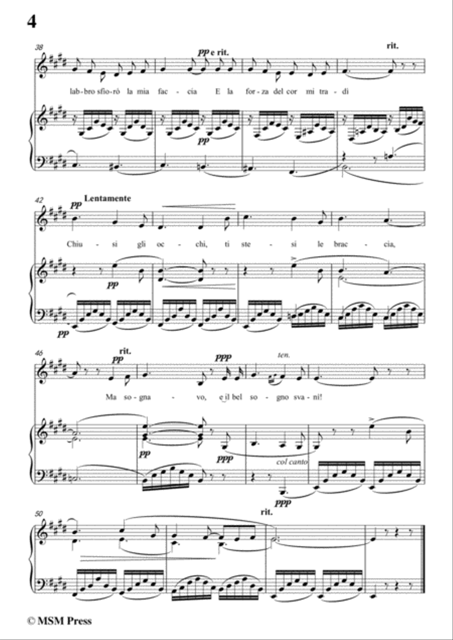 Tosti-Sogno in E Major,for Voice and Piano Voice Solo scores gallery preview page 6