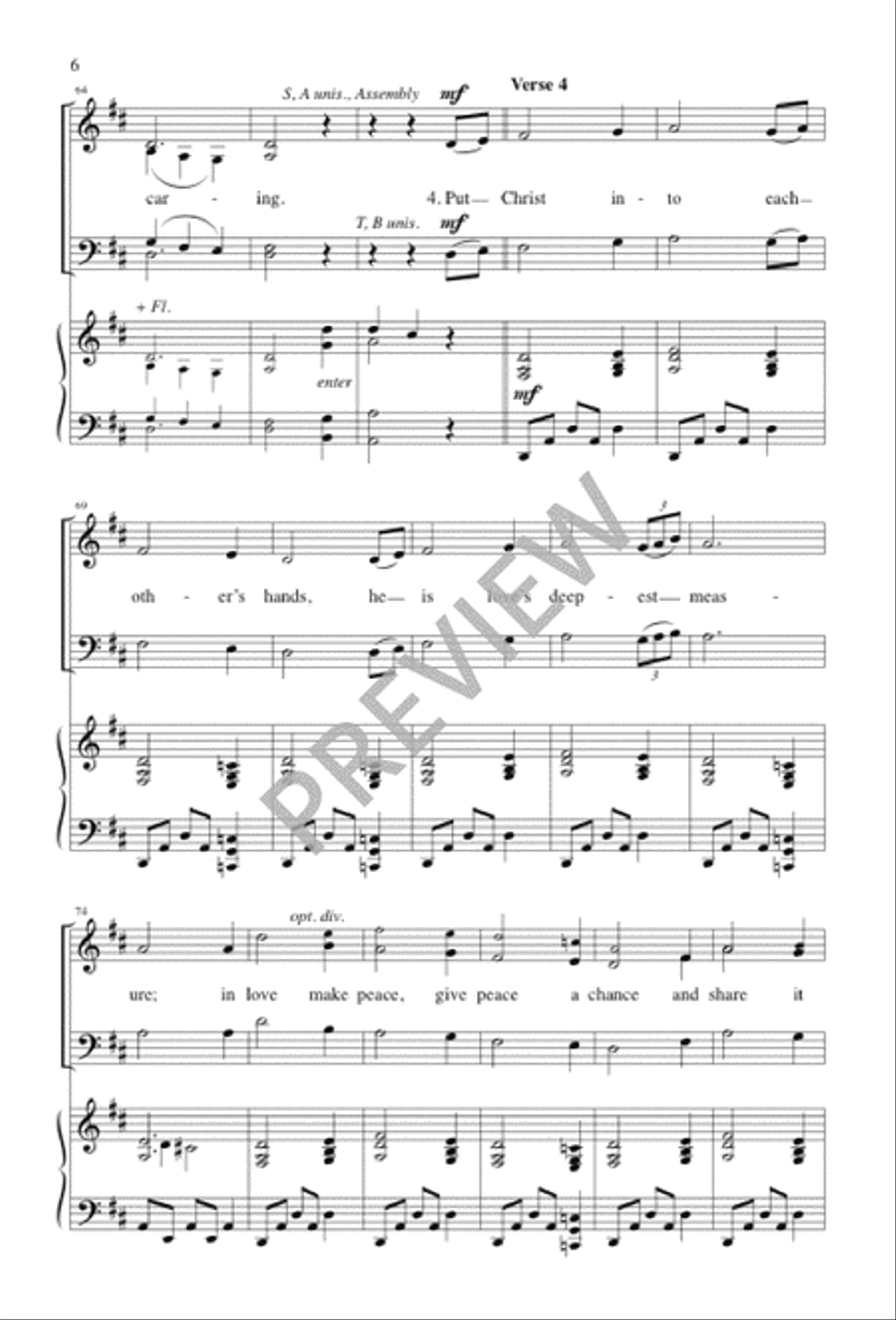 Put Peace into Each Other's Hands 4-Part scores gallery preview page 6